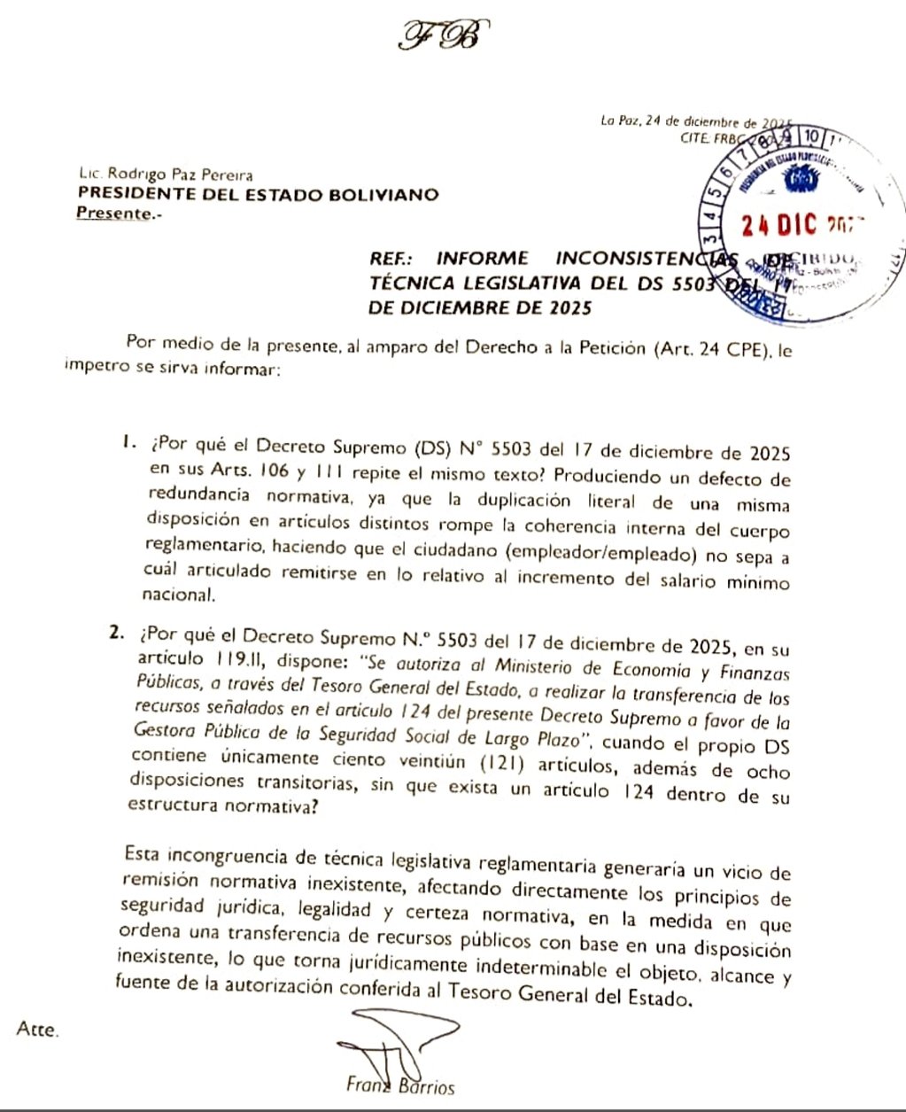 Juristas alertan: Decreto 5503 presenta errores graves y piden al Presidente Paz corregirlo por seguridad jurídica