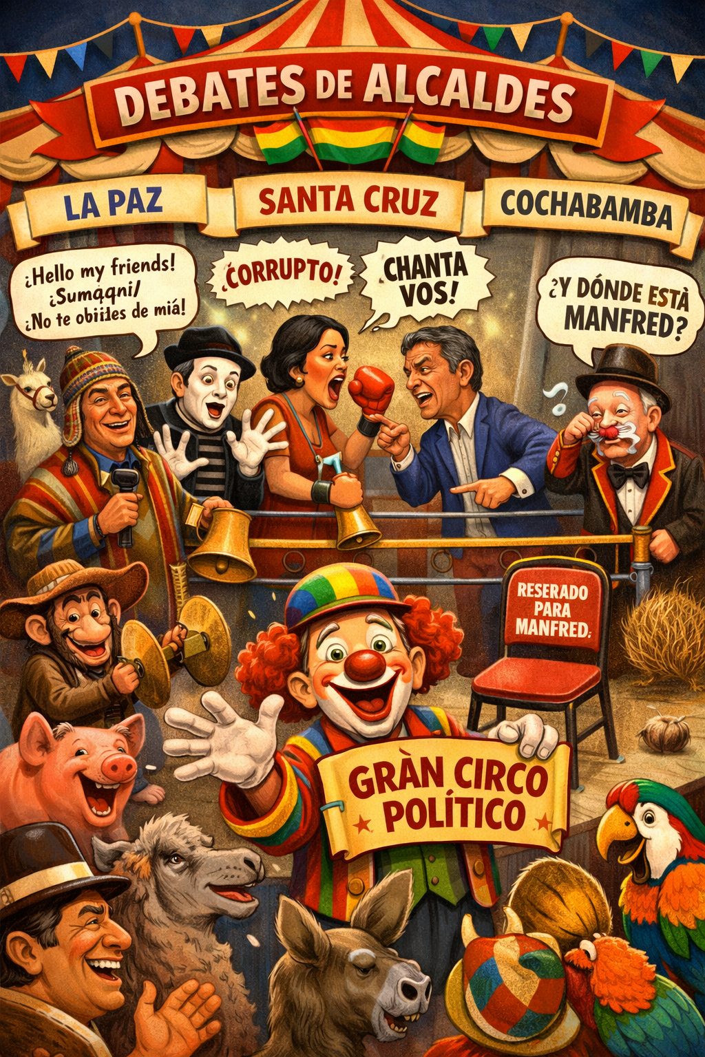 Debates de alcaldes en el eje troncal: gritos, idiomas y sillas vacías… la política municipal terminó pareciendo un circo