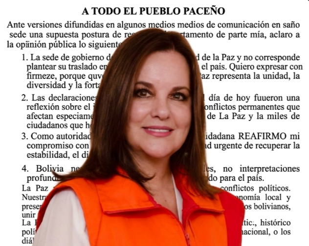 Casimira Lema intenta aclarar polémica sobre la sede de gobierno y reabre debate sobre el peso de la primera declaración