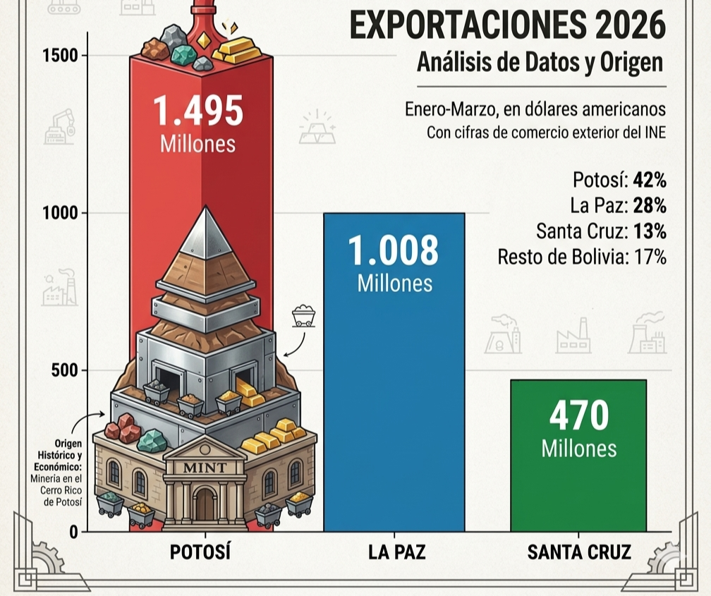 Potosí supera a Santa Cruz en exportaciones y reabre el debate sobre quién genera más divisas en Bolivia