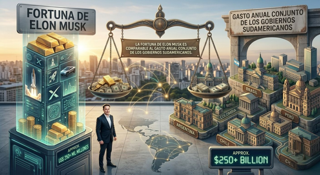 La fortuna de Elon Musk ya rivaliza con el gasto anual de Sudamérica: el debate sobre la eficiencia del Estado vuelve al centro de la discusión