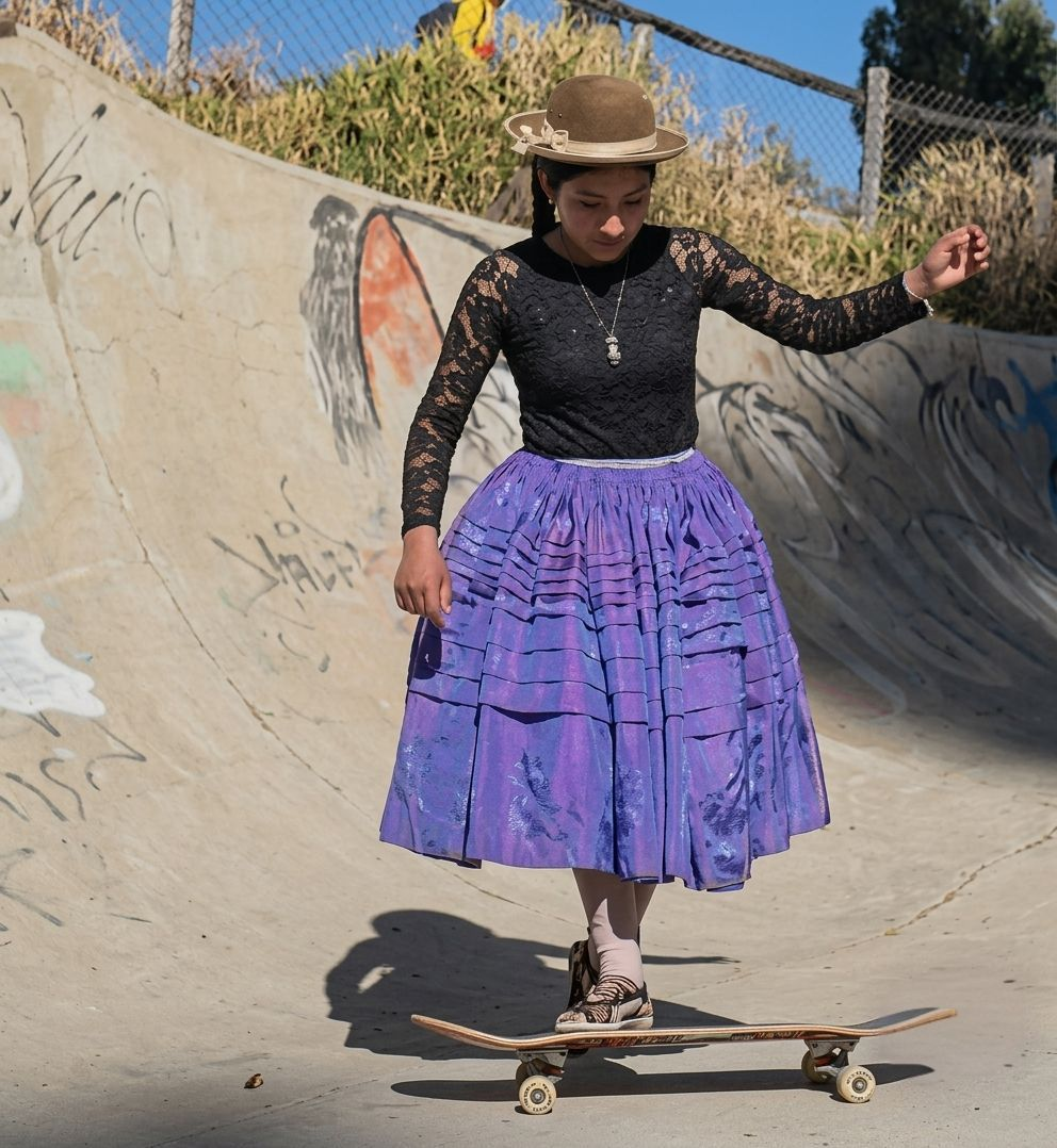 La pollera boliviana conquista el mundo: The Washington Post destaca a las Warmis Sobre Ruedas y su revolución sobre patineta